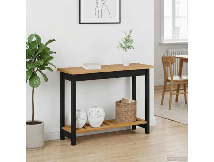 EKAI Konsolentisch, massives Kiefernholz, Schwarz, 112 x 35 x 76 cm Massivholz, scharfe Kante, lackierte Oberfläche, einfache Pflege, einfache Montage, urbanes Design