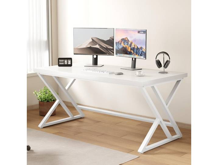 LVB Computertisch Studiertisch Industrie Design 140 x 60 cm Weiss