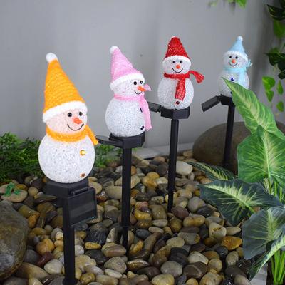 HomeDecorAndMore LLC Outdoor Solar Snowman Decoration Lights Pink