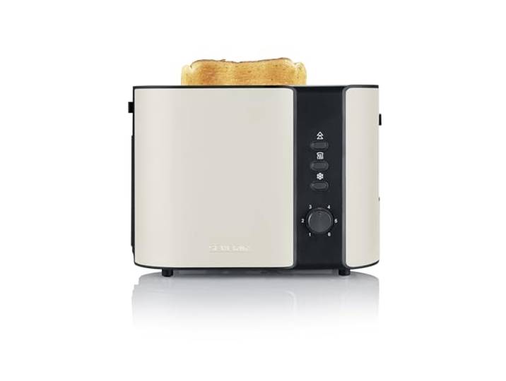 SEVERIN Grille-pain 2 tranches\, 6 niveaux de dorage\, centrage des tranches\, chauffe viennoiserie\, arrêt automatique\, ramasse miettes\, 800W\, beige\, AT 9576