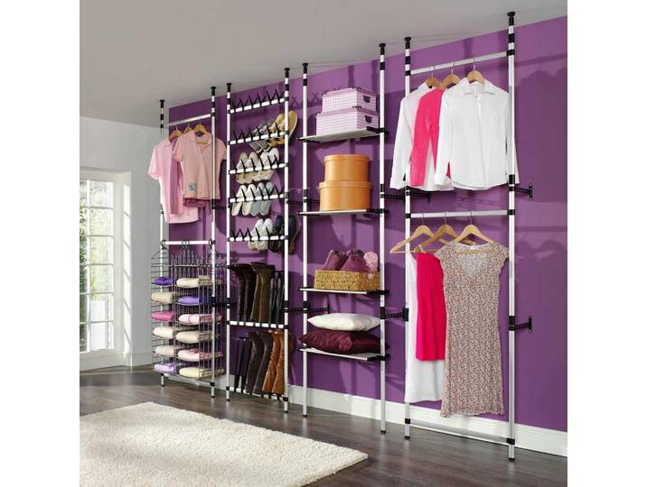vidaXL Teleskop-Garderobe mit Stangen Aluminium