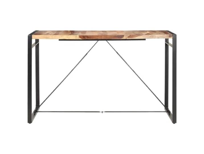 KDACVBMG Bartisch, 180 x 90 x 110 cm, Massivholz Robuste Stahlbeine, Industriestil, tropisches Hartholz, reiche Körnung, einfache Montage, Einzelstück