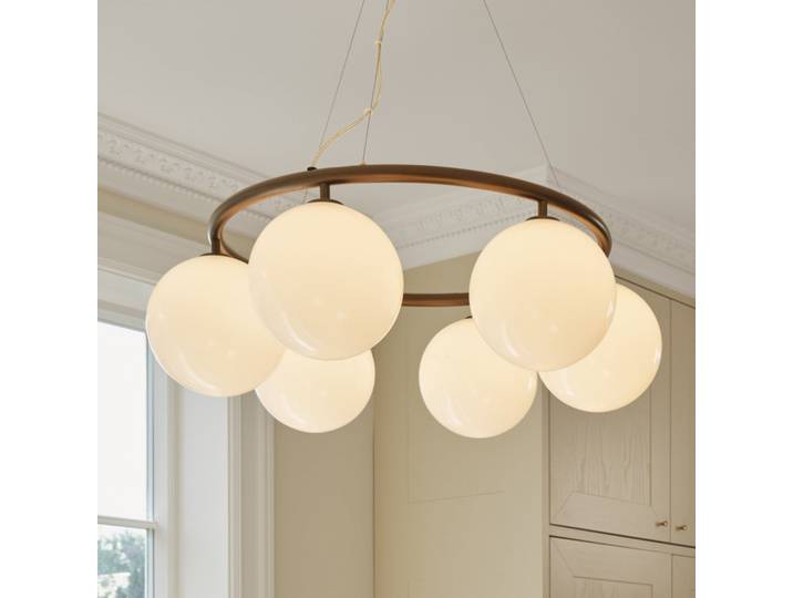 Miira 6 Circular Kronleuchter, Ø 80 cm, bronze/opal - Nuura - Esszimmer - Skandinavisch - Metall - Mehrflammig