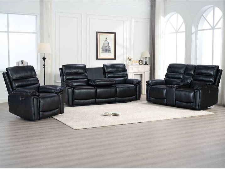 Ensemble 3 places+2 places+fauteuil Eva Noir - Basika