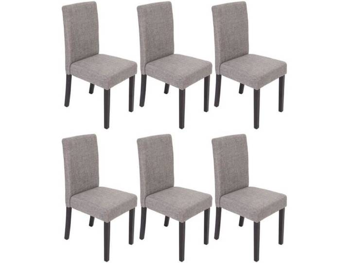 Lot de 6 chaises de séjour - Littau - Tissu gris - Pieds foncés - Design moderne