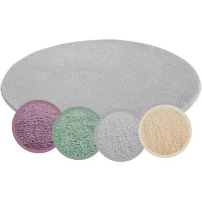 Teppich ANDIAMO "Arezzo", grau, H:16mm Ø:67cm, Polyester, Teppiche, Teppich, Uni Farben, weicher Flor, waschbar, ideal im Wohnzimmer & Schlafzimmer