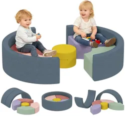 AIYAPLAY Schaumstoff Bausteine 7er-Set Kinder Softbausteine mit Cord-Optik