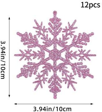 Uplift Treasures Pink Glitter Snowflake Christmas Tree Ornaments Set pink D Style