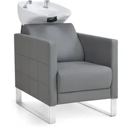 BarberPub Friseurstuhl mit Waschbecken & Edelstahlbasis, Friseurwaschbecken aus Keramik Verstellbar, Friseurwaschsessel für SPA Salon Friseur Waschplatz 8611