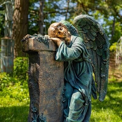 Zaer Ltd "34"" Tall Mourning Angel Statue with Pedestal"