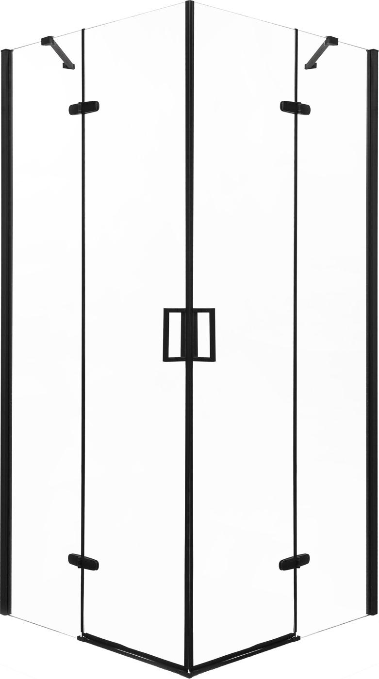 Kerra Flow 90x90 Duschkabine, 6mm ESG Sicherheitsglas, schwarze Profile, transparent, mit KERRA PROTECT Schutzschicht