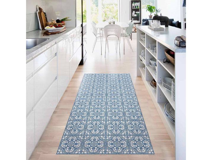 Tapis en vinyle carrelage Faro 80 x 160cm Bleu