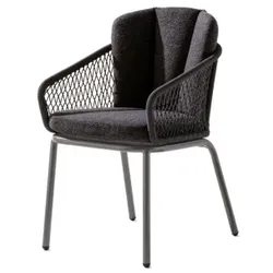 Sieger Gomera Dining Sessel Grau mit Rope Bespannung mit Sitzkissen