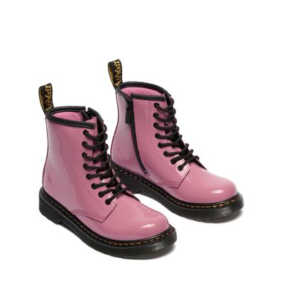Schnürboots DR. MARTENS "Junior 1460 8-Loch Lacklederstiefel", Damen, Gr. 32, Leder Textil, pink (rosa), Lackleder, Schuhe Schnürboots, Lackstiefel, Kinderstiefel, Freizeitschuh mit Reißverschluss