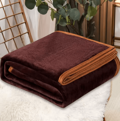 Inspire Curations Solid Coral Fleece Soft Warm Throw Blanket coffee 100x70cm
