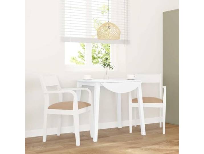 HMDNGOUT Esszimmerstühle mit Kissen 2 STK. Weiß Massivholz Gummibaum Ergonomisches Design, Gummibaum-Massivholz, stoßfest, langlebig, inkl. Kissen, Esszimmer, Wohnzimmer