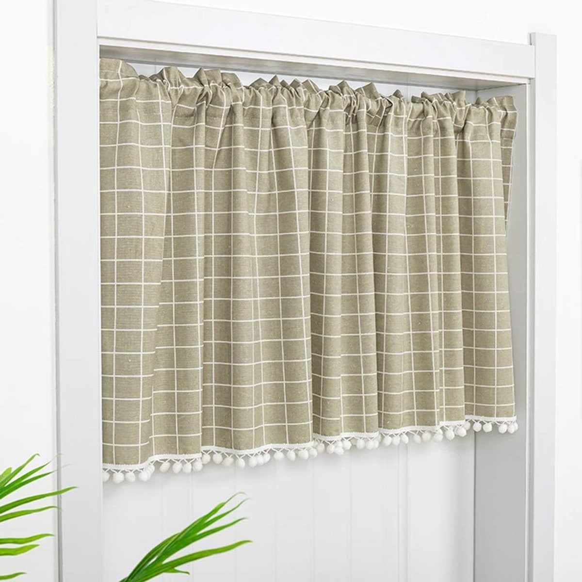 Semi-transparant keukengordijn voor privacy en natuurlijk licht, Breedte: 140 cm, Hoogte: 70 cm