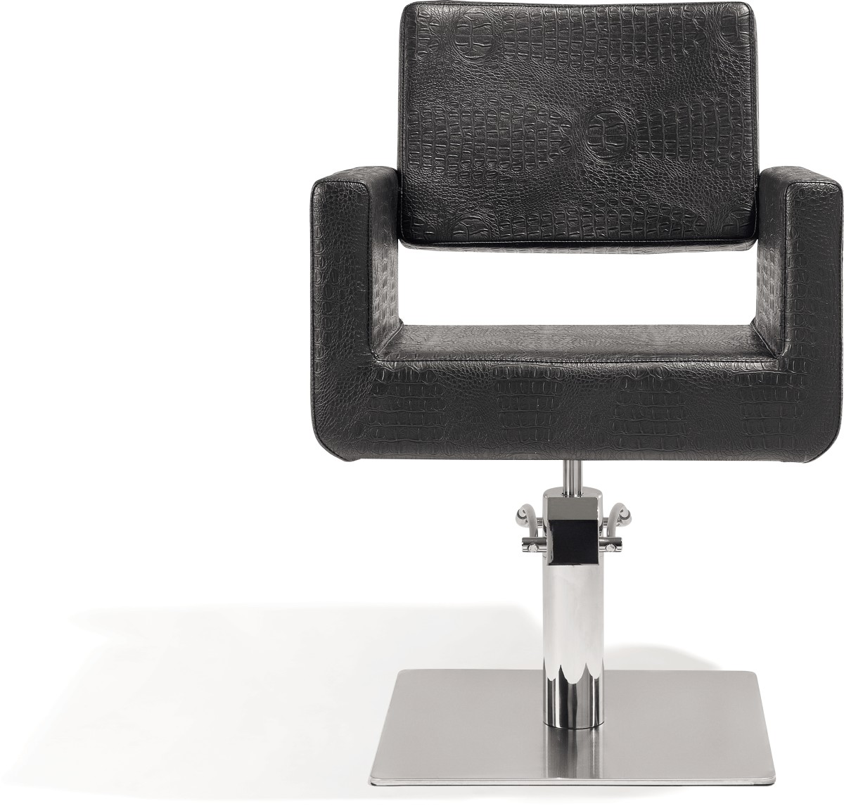 Sibel Felicitas Friseurstuhl Kroko-Schwarz mit Quadratischer Basis SN-0180537