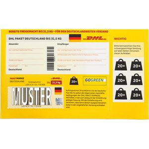 DeutschePost Paketmarke national, bis 31,5kg, vorfrankiert, Höchstmaße 120 x 60 x 60cm