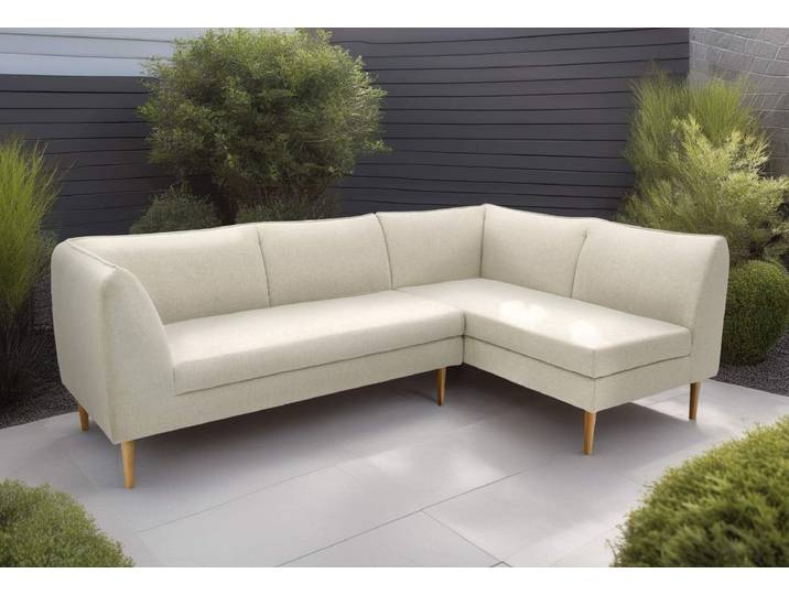 Ecksofa DOMO COLLECTION Filho, individuell erweiterbar, Breite 241cm, outdoor geeignet , beige (sand), B:241cm H:81cm T:159cm, 88% Olefin, 12% Polyethylene, Sofas, Ecksofa, L-Form für Terrasse, Garten und Balkon, speziell für Outdoor