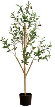 Nearly Natural 4' Artificial Olive Tree with Natural Trunk - Green