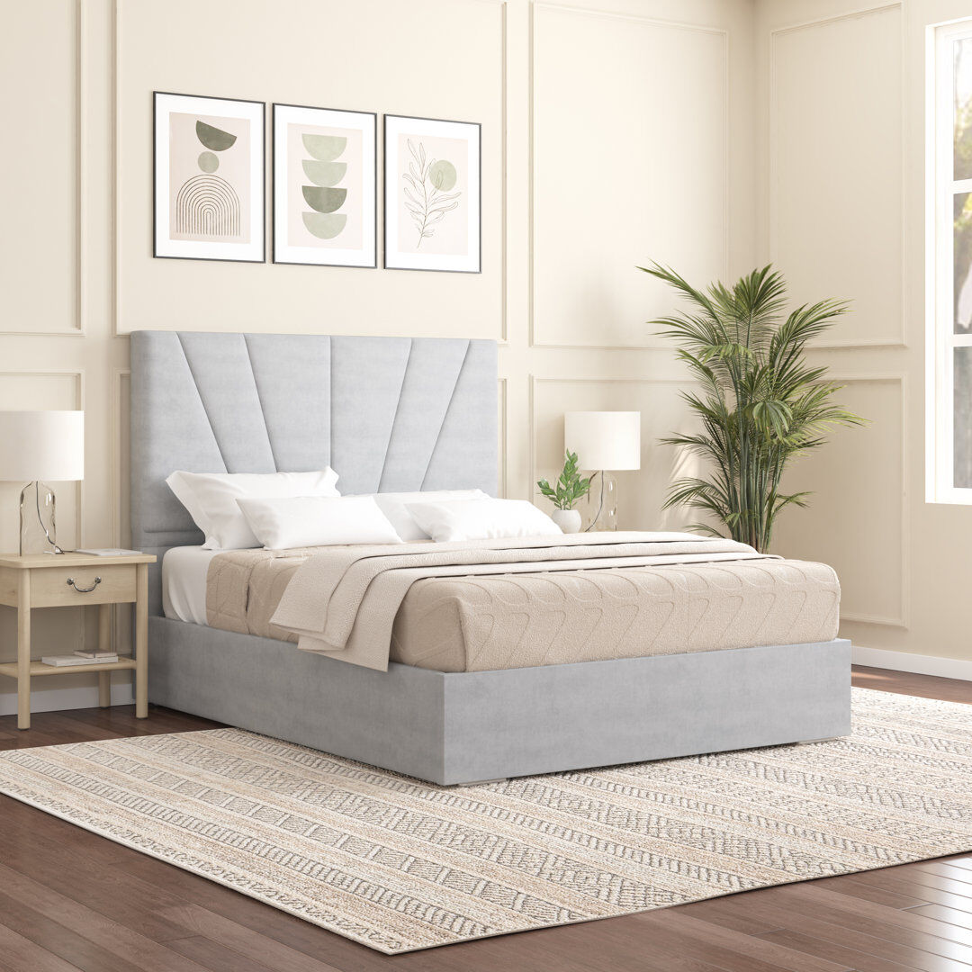 Canora Grey Alahnna Upholstered Bed Frame Light Silver Small Double (4')