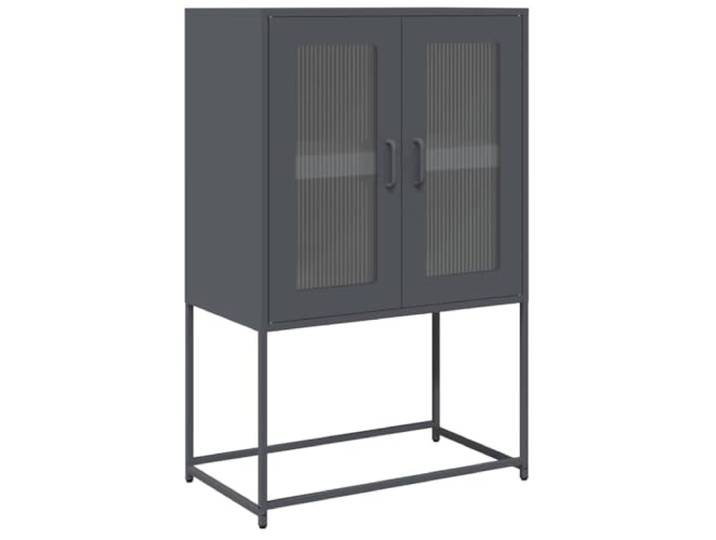 LASWWQMRF Highboard Anthrazit 68x39x107 cm Metallschrank mit Türen Vielseitiger Beistellschrank aus kaltgewalztem Stahl für Wohnzimmer und Esszimmer mit flexibel montierbaren Türen.