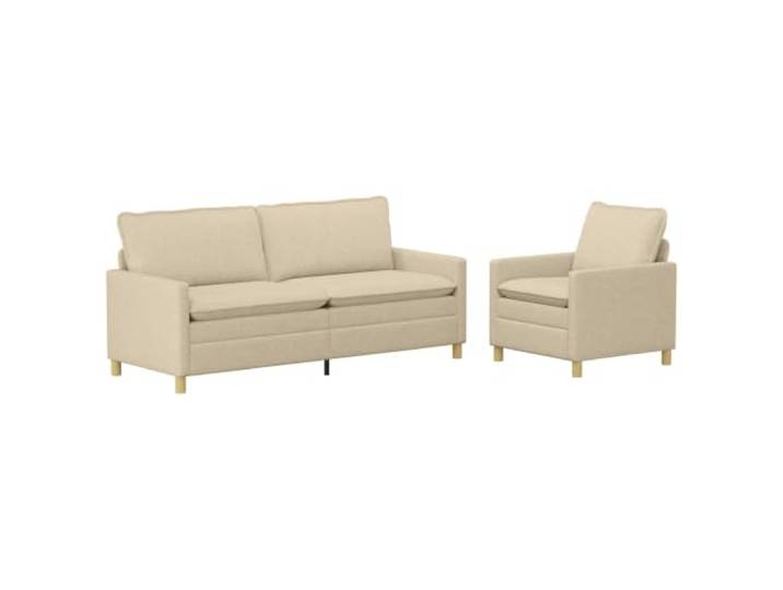 PUGYNBK Sofa-Set, 2-teilig, cremefarben, rechteckig, modern, mit Feste Metallbasis, Schaumstoff- und Faserkissen, Bezüge mit Reißverschluss, flache Armlehnen, für den täglichen Gebrauch