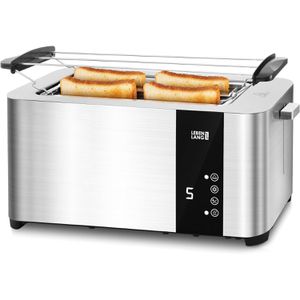 LEBENLANG Toaster LBL9899, mit 7 Röststufen & Auftaufunktion, Edelstahl, 1450W, Langschlitz, mit Brötchenaufsatz, 4 Scheiben