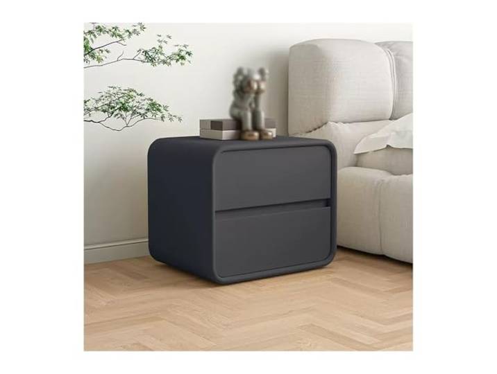 xiuling4568 1 Dunkelgrauer 18,5 H Nachttisch 2 Schubladen Aufbewahrung Orange Mikrofaser Leder Beistelltisch Schlafzimmer(L45xD40xH47cm)