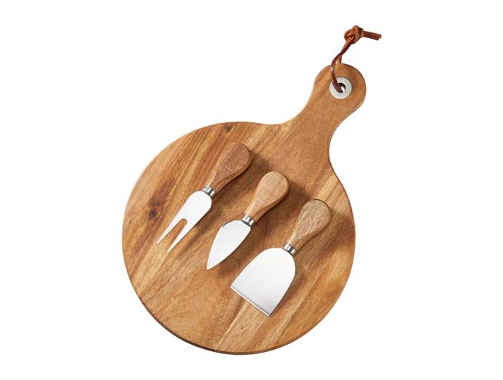 Dorre Oline kaasplank acacia 4-delig Ø23 cm