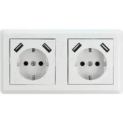 DELOCK 11475 - 2-fach Einbausteckdose mit 4x USB Ladeport 2x 2,8 A
