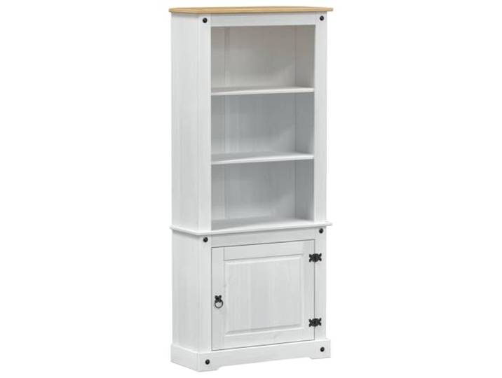 KPOTUERTU Highboard Weiß 74 x 38 x 170 cm Massives Kiefernholz Rustikales Design, matte Oberfläche, natürliche Maserungen, Stauraum für Esszimmer und Wohnzimmer, Innenbereich