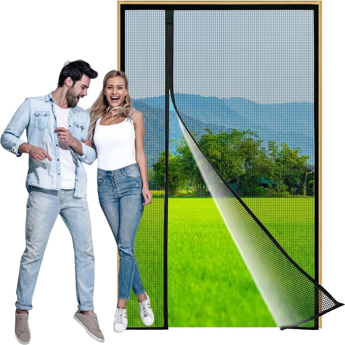 Magnetisch muggennet hor deur gordijn zwart 130 x 205 cm
