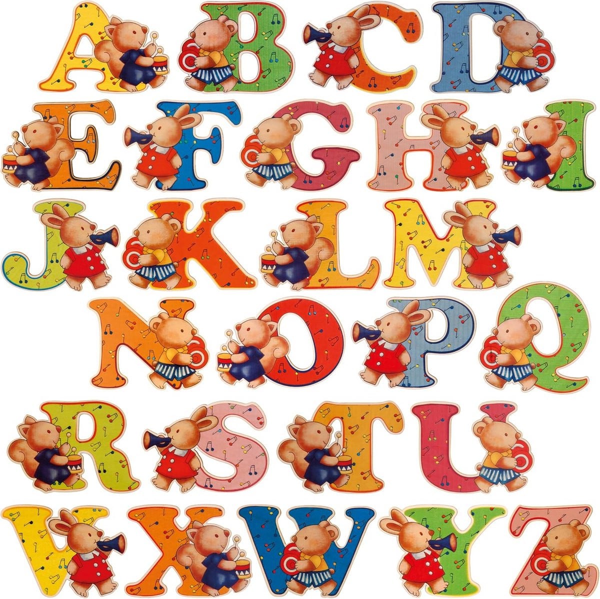 Kleurrijke houten decoratieve letters voor de kinderkamer, hoogte: 6 cm
