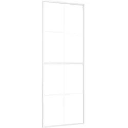 vidaXL Schiebetür ESG-Mattglas und Aluminium 76x205 cm Weiß
