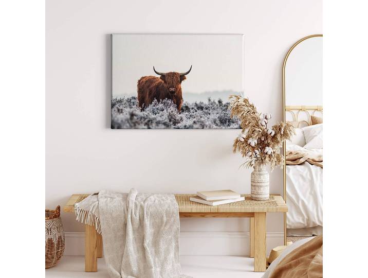 Wandbild Highlander Polyester PVC / Fichtenholz Braun 70 x 50cm