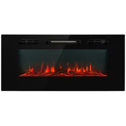Galeras Elektrischer Wand- und Einbaukamin 1800 W LED 3 Farben Timer Schwarz 102 x 47 x 13 cm