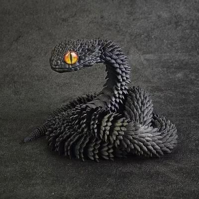 Uplift Picks Flexible 3D Printed Articulated Snake Toy For Satisfying Desk Display Fun black 30 Cm