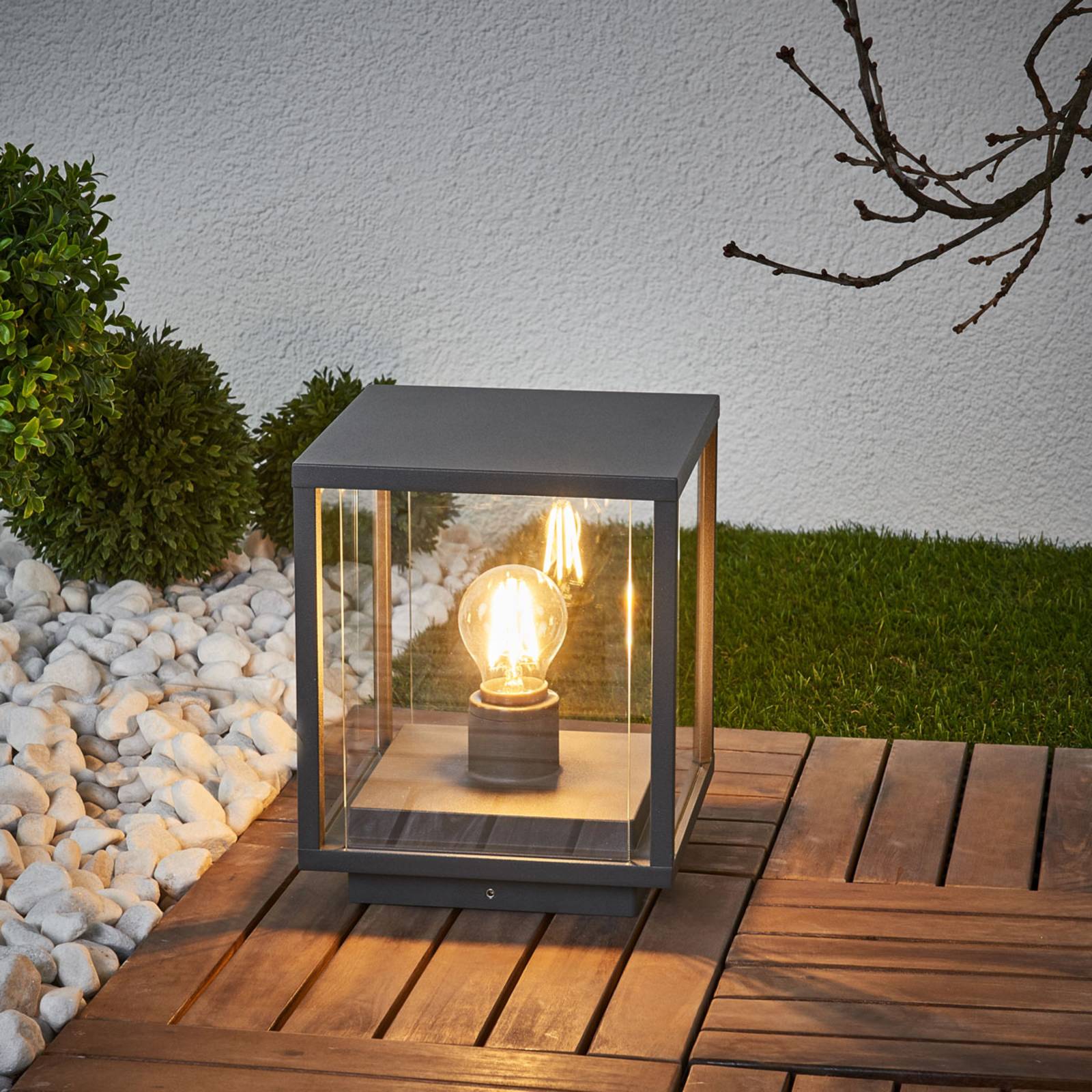 Pillar Light Annalea Lucande, dimmable, Black, Aluminium, Modern, Outdoor lights