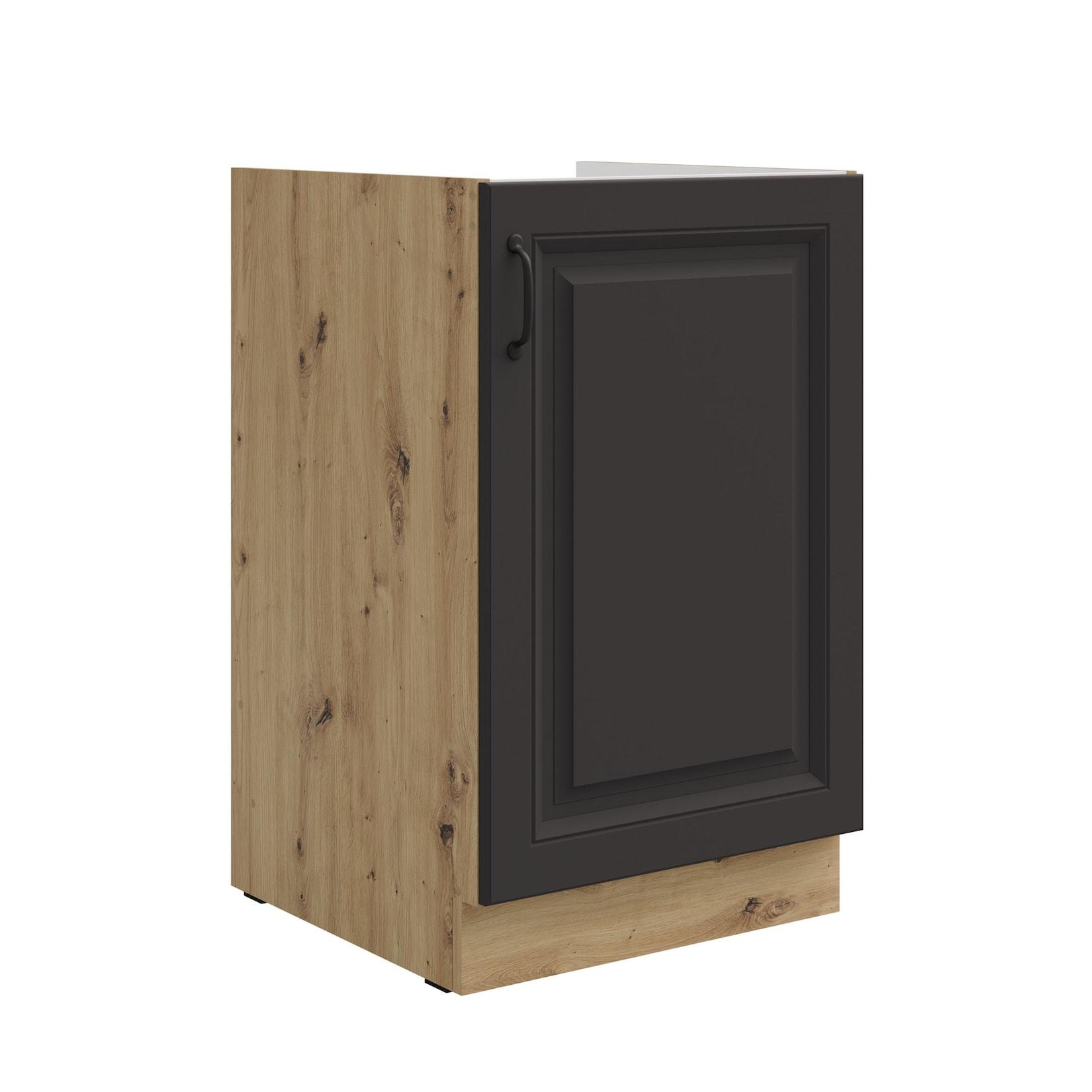 Spülenschrank 50 cm Stilo Grau + Eiche Artisan Küchenzeile Küchenblock Küche