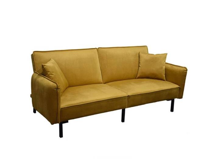 KONAE - Canapé Convertible Bois d'Eucalyptus Velours Ocre