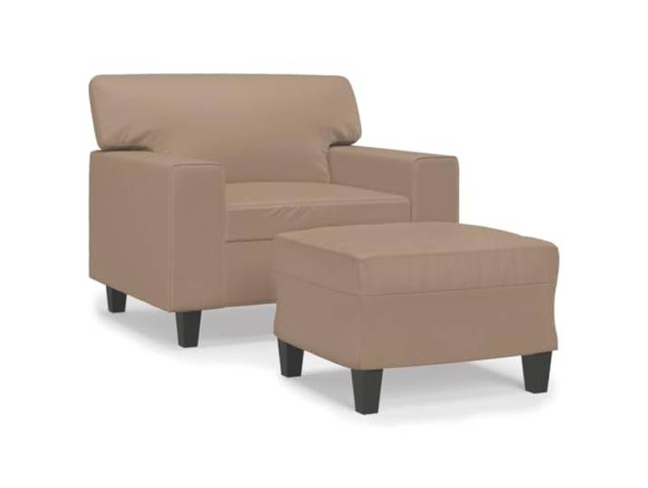 GHVBNMF Sessel mit Hocker Kunstleder Fernsehsessel Cappuccino-Braun Bequemer Polstersessel mit gepolstertem Fußhocker und stabilem Metallgestell für Wohnzimmer und Schlafzimmer.