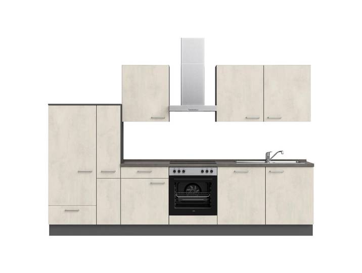 Küchenleerblock, Grau & Weiß, 330 cm, Metall, 2 Schubladen, Nobilia