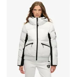 Superdry für Damen. WS110179A Bomber Skijacke mit Kapuze weiß (XS), Lässig, Polyester