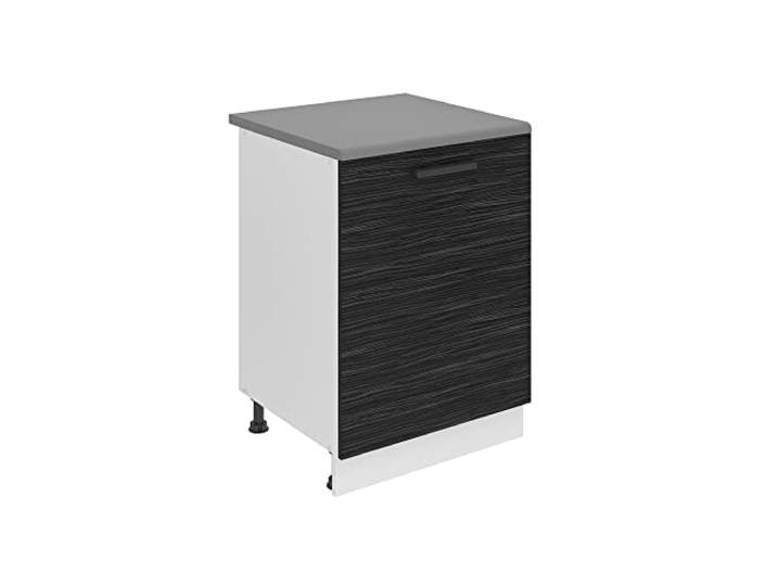 Belini Unterschrank SD 60 cm, mit Arbeitsplatte, Königliches Ebenholz Küche, Küchenunterschrank Breite, Küchenschrank mit 1 Tür