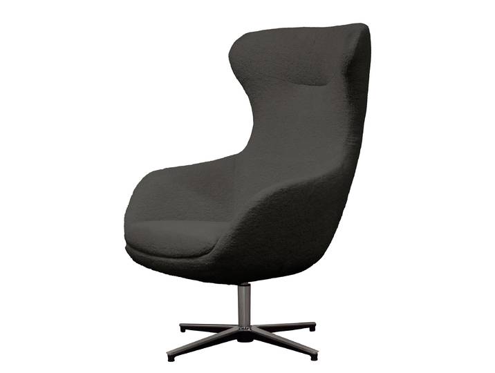 Sessel Grau Bouclé Stoff Bodil ohne Hocker 76 x 117 x 74cm