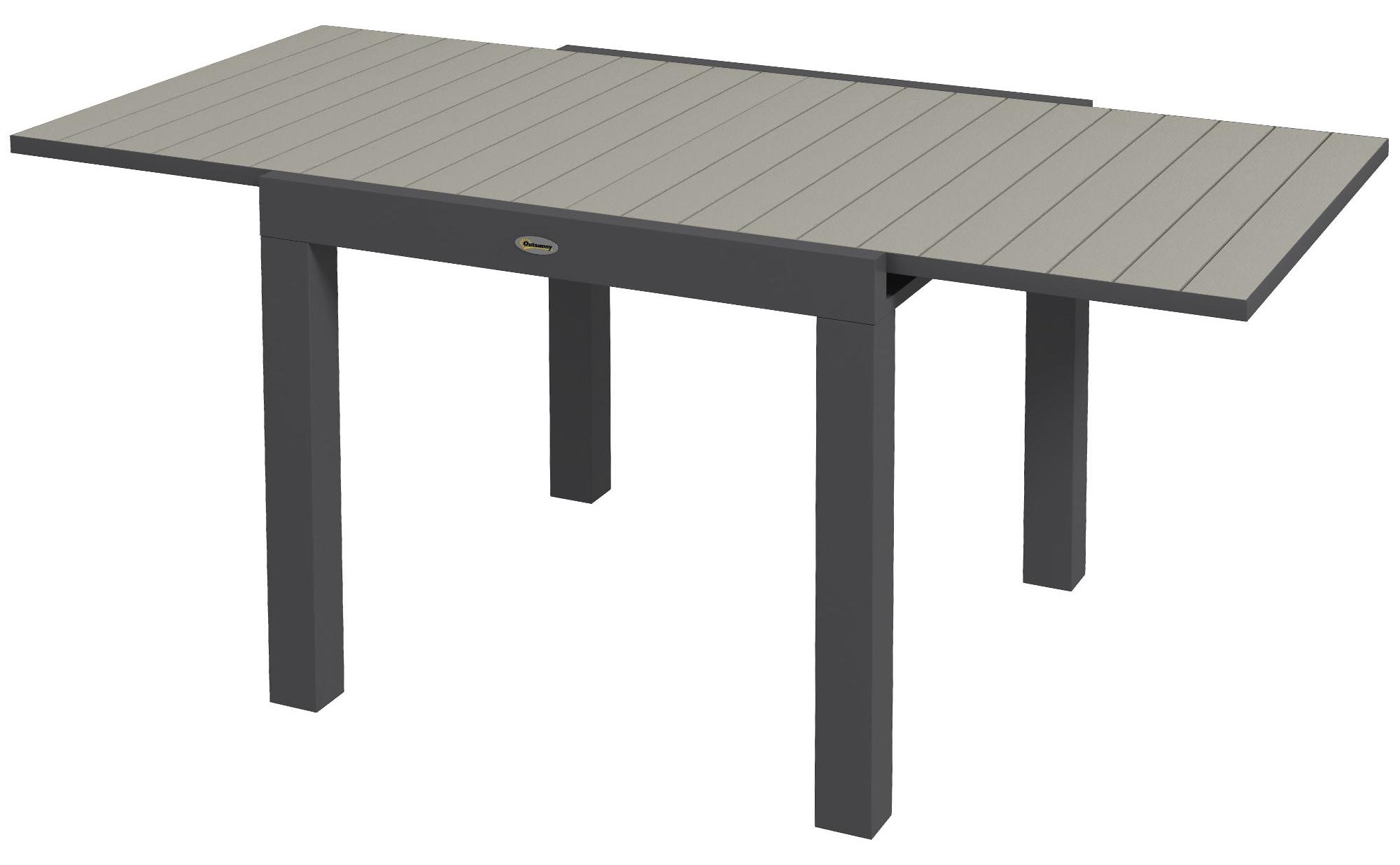 Gartentisch Outdoor-Tisch, wetterbest?ndig, 162 x 80 x 75 cm, Grau