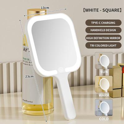 Fusion Finds Floral LED Makeup Mirror With 3 Color Lights, Touch Control & Adjustable Brightness For Travel a White