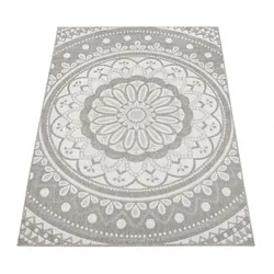 FLACHWEBTEPPICH, mit Mandala-Muster, Grau, 160 x 220 cm